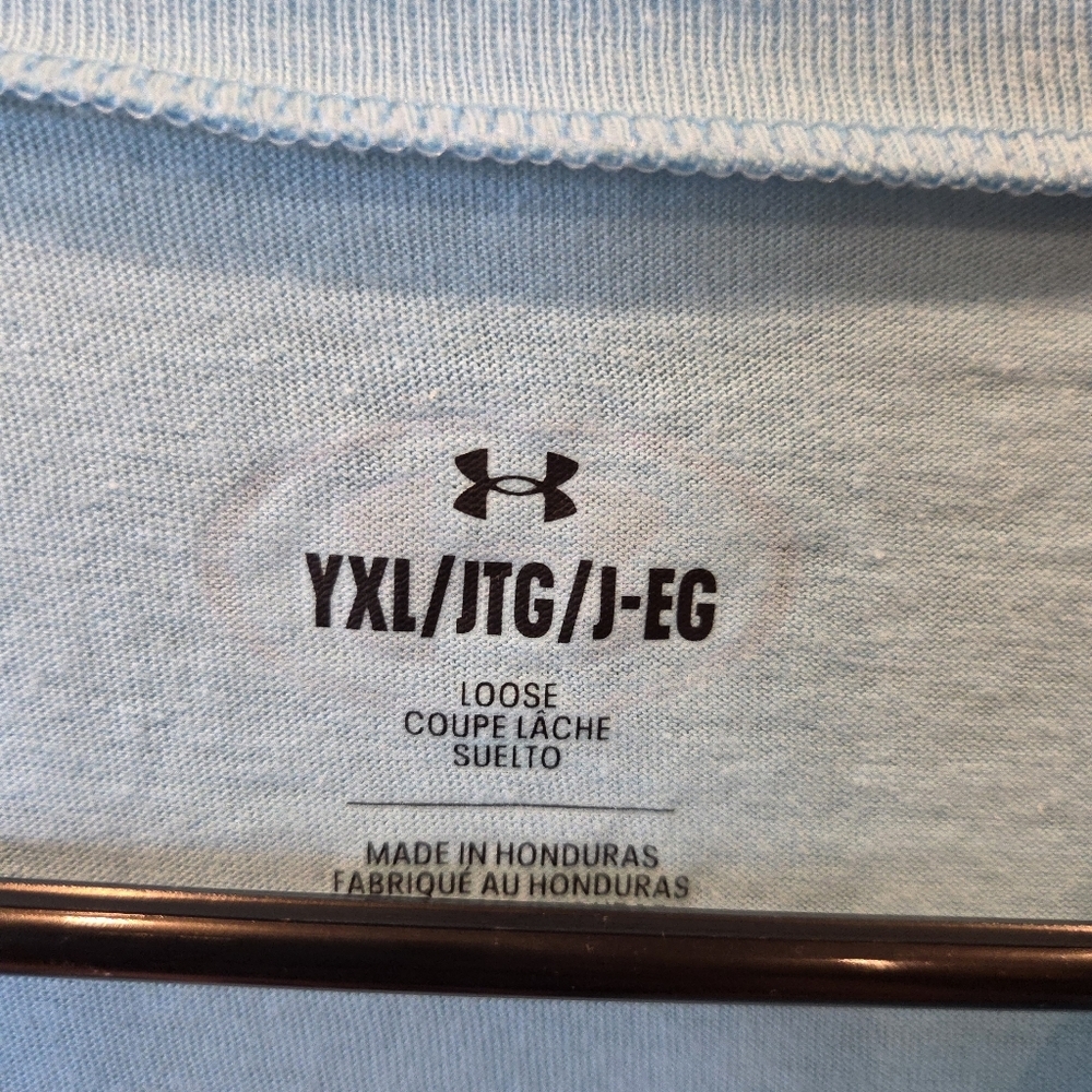 Under Armour Boys YXL "In The Shade" Tropical Graphic T-Shirt - Blue NWT - Picture 5 of 9